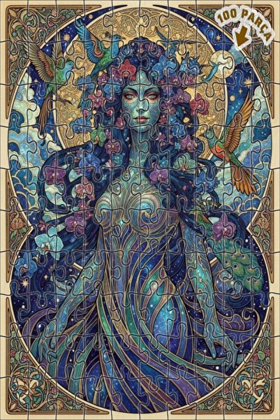 Teona Ahşap لغز خشبي بإطار مزدوج الطبقات من نسخة نسائية من الليل المرصع بالنج...