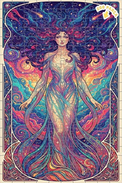 Teona Ahşap لوحة فنية بتأثير الألوان المائية على شكل نغمات السماء، لغز خشبي ب...