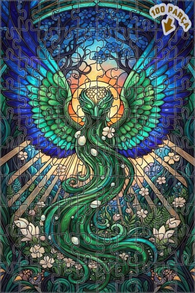 Teona Ahşap لغز خشبي مؤطر بطبقتين من الروح الخضراء ذات الأجنحة السحرية 100 قط...