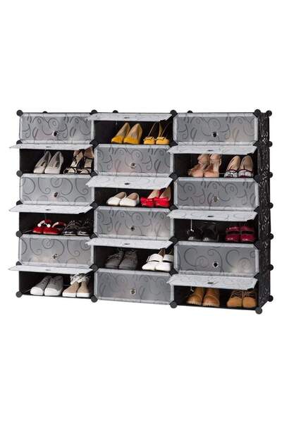 Twinkle Mart 18 Cubes DIY Plastic Modular Organizer Shoe Cabinet