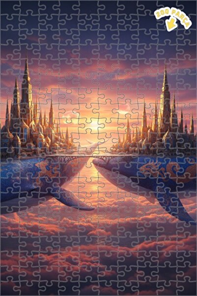 Teona Ahşap لوحة زيتية رائعة لمناظر مدينة الحوت، لغز خشبي بإطار مزدوج الطابق ...