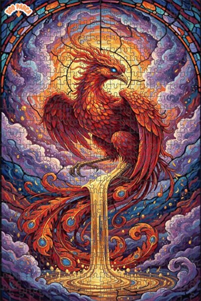 Teona Ahşap لغز فني على شكل طائر الفينيق يرتفع بأجنحة لهب، بمظهر لوحة زيتية، ...