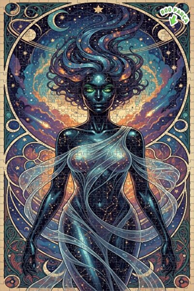 Teona Ahşap لغز خشبي مؤطر بطبقتين بتصميم آرت نوفو بمظهر الألوان المائية، بعنو...