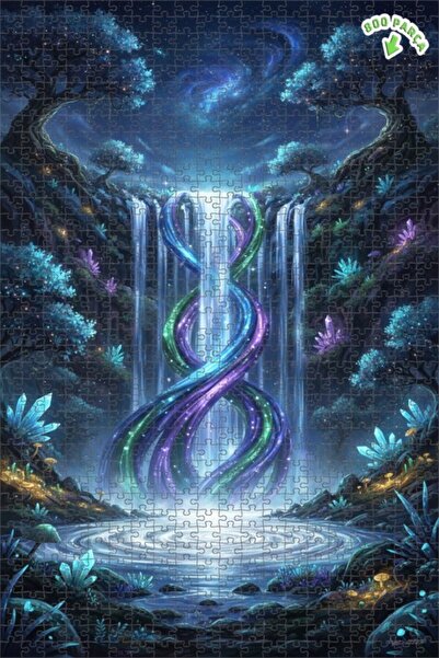 Teona Ahşap لغز فني بمظهر شلال الغابة الغامضة بألوان مائية 800 قطعة 70×50