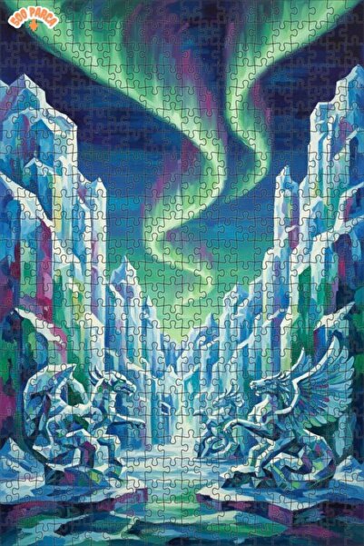 Teona Ahşap Ice Sculptures and Northern Lights Oil Painting Look Art Puzzle 5...