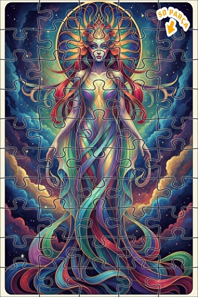 Teona Ahşap لغز فني بمظهر لوحة زيتية لإلهة الألوان الكونية 50 قطعة 15×25