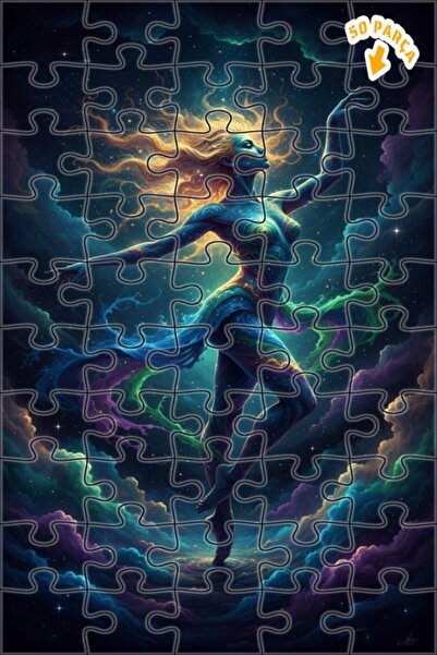 Teona Ahşap لغز خشبي بتصميم راقص فضائي بمظهر لوحة زيتية، لغز خشبي بإطار مزدوج...