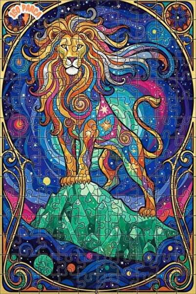 Teona Ahşap لغز خشبي ملون بإطار بنقش الأسد 150 قطعة 20×30