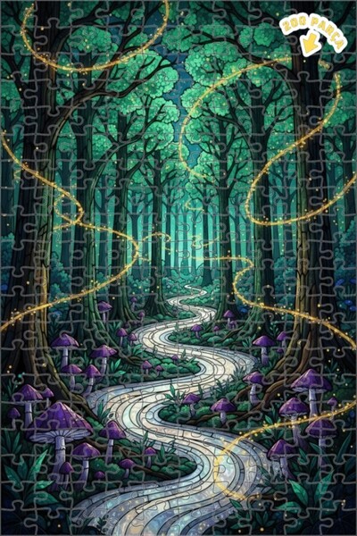 Teona Ahşap لغز خشبي مؤطر بطبقتين من مسار الغابة الغامضة 200 قطعة 25×35