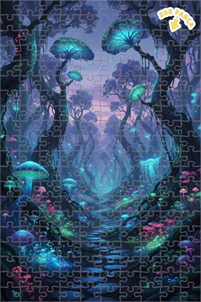 Teona Ahşap لغز خشبي مؤطر بطبقتين من فطر الغابة السحرية 200 قطعة 25x35