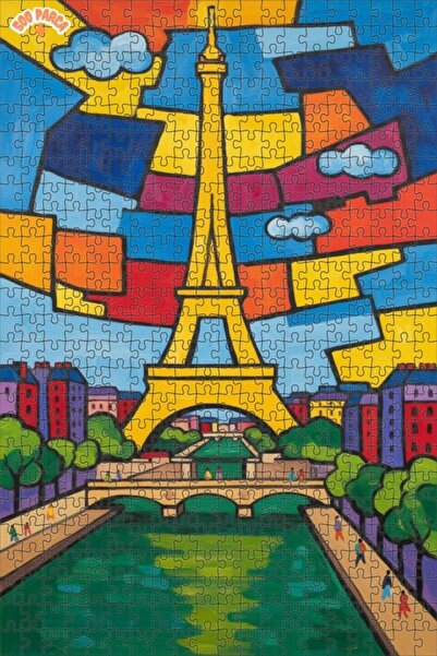 Teona Ahşap لغز فني على شكل برج إيفل الشهير في باريس بمظهر لوحة زيتية 500 قطع...