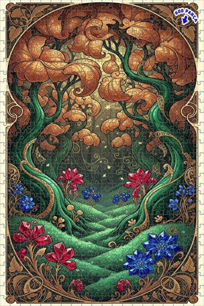 Teona Ahşap لغز خشبي مؤطر بطبقتين بتصميم فني يشبه لوحة زيتية من حكاية الغابة ...