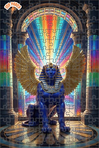 Teona Ahşap لغز خشبي مؤطر بطبقتين على شكل أبو الهول الأزرق الغامض 150 قطعة 20x30