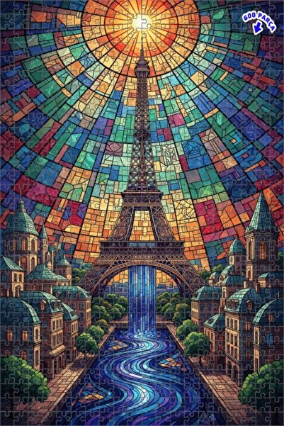 Teona Ahşap لغز خشبي بإطار ذو طابقين مع منظر لبرج إيفل في باريس وواجهة زجاجية...