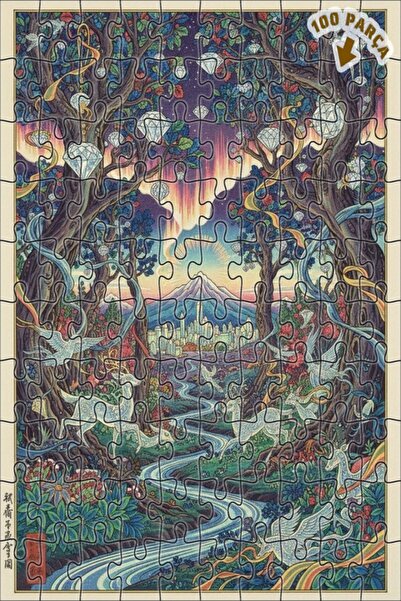 Teona Ahşap لغز خشبي بمظهر لوحة زيتية لمدينة الكريستال في الغابة الغامضة 100 ...