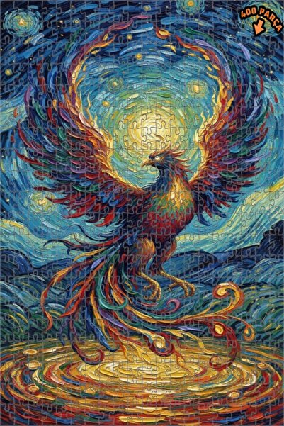 Teona Ahşap لغز خشبي بإطار مزدوج الطبقات بمظهر لوحة زيتية لطائر الفينيق ذو ال...