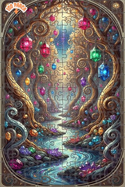 Teona Ahşap لغز خشبي مؤطر بطبقتين من الغابة الكريستالية السحرية 150 قطعة 20x30