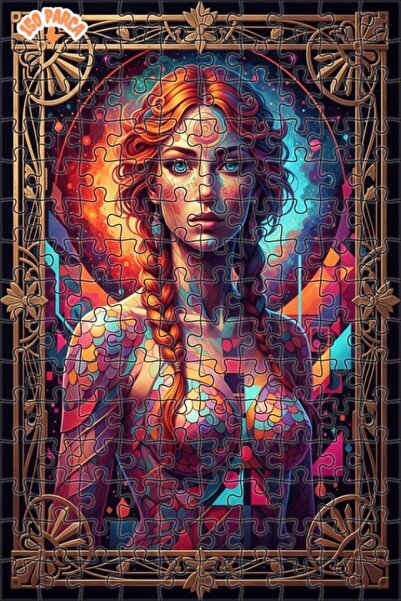Teona Ahşap لغز خشبي بإطار مزدوج الطبقات بنمط لوحة زيتية ملونة لامرأة فضائية ...