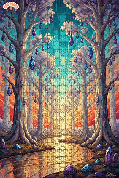 Teona Ahşap لغز خشبي بمظهر لوحة زيتية لغابة كريستالية غامضة، 500 قطعة بإطار م...