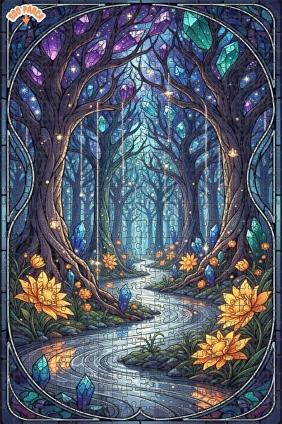 Teona Ahşap لغز خشبي بإطار مزدوج الطبقات من كريستال أورانج فورست 500 قطعة 50x30