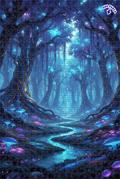 Teona Ahşap لغز خشبي مؤطر بطبقتين بمظهر لوحة زيتية لغابة سحرية 600 قطعة 50×35