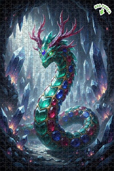 Teona Ahşap 800 قطعة 70x50 بمظهر لوحة زيتية لتنين كريستالي غامض