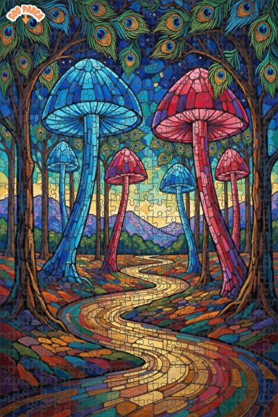 Teona Ahşap لغز خشبي ملون بإطار مزدوج الطبقات بتصميم فن الفسيفساء لغابة الفطر...