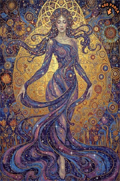 Teona Ahşap Mysterious Galaxy Woman Oil Painting Look Double Layer Framed Woo...