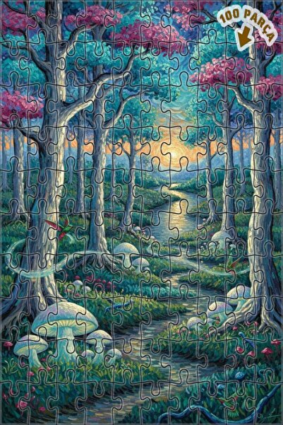 Teona Ahşap لغز خشبي بمظهر لوحة زيتية لاستكشاف الغابة السحرية 100 قطعة 25×25