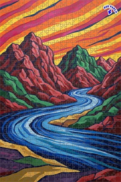 Teona Ahşap لغز فني بمظهر لوحة زيتية لمنظر الوادي المذهل 600 قطعة 50×35