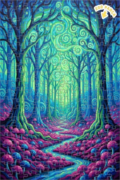 Teona Ahşap لغز خشبي مؤطر بطبقتين بمظهر لوحة زيتية فنية ساحرة للغابة 200 قطعة...