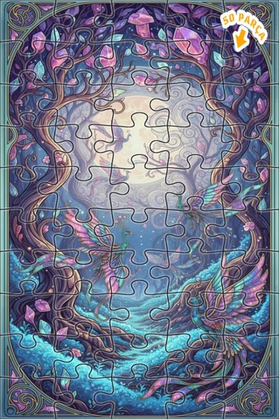 Teona Ahşap لغز فني بمظهر الألوان المائية لطيور الغابة الغامضة 50 قطعة 15×25