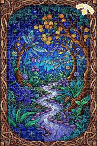 Teona Ahşap لغز خشبي بإطار مزدوج الطبقات بتصميم غابة سحرية ومسحات مائية ليزري...