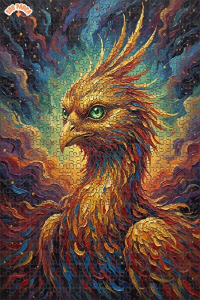 Teona Ahşap لغز خشبي بمظهر لوحة زيتية لمجنح الفينيق الأسطوري 500 قطعة 50×30