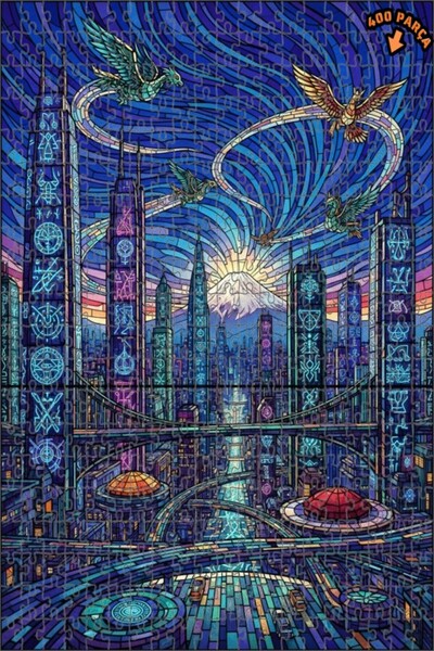 Teona Ahşap لوحة زيتية لحيوانات المدينة المستقبلية ذات الأجنحة، لغز خشبي بإطا...