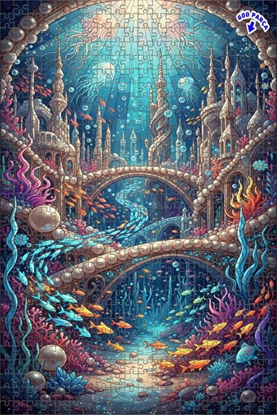 Teona Ahşap لغز خشبي على شكل قلعة حورية البحر السحرية بمظهر مائي، طابقين مع إ...