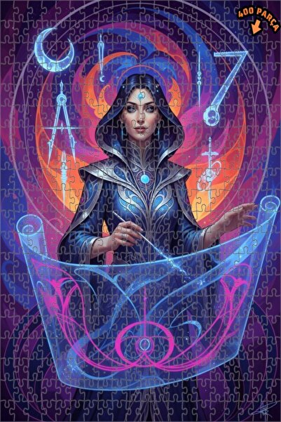 Teona Ahşap لغز خشبي مؤطر بطبقتين بتصميم فني يصور امرأة ساحرة غامضة بمظهر مائ...