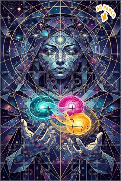 Teona Ahşap لغز خشبي بإطار مزدوج الطبقات بمظهر لوحة زيتية يعكس لمسة طاقة كوني...