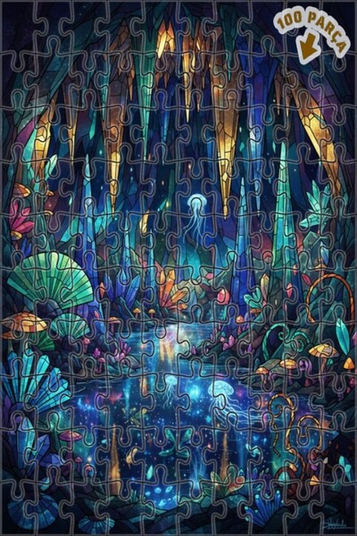 Teona Ahşap لغز خشبي مؤطر بطبقتين بمظهر الزجاج الملون لسكان الكهوف الكريستالي...