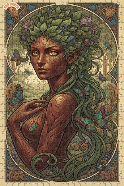 Teona Ahşap لغز خشبي بإطار من طابقين بتصميم آرت نوفو بمظهر لوحة زيتية من دايج...