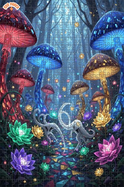 Teona Ahşap لغز خشبي مؤطر بطبقتين بمظهر لوحة زيتية لفطر الغابة السحرية 500 قط...