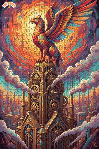 Teona Ahşap Phoenix Steampunk Tower Double-Decker Framed Wooden Puzzle 500 Pi...