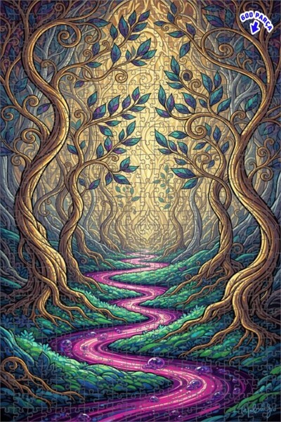 Teona Ahşap لغز خشبي مؤطر بطبقتين من ماركة ماجيكال فورست ريفر 600 قطعة 50x35