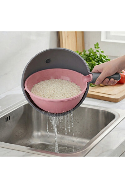 Le Paon 360 Derece Döner 3 Lt Süzgeç Çift Katmanlı Pirinç Ve Sebze Yıkama Süz...