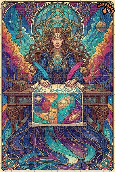 Teona Ahşap لغز خشبي مؤطر بطبقتين بتصميم فني يصور امرأة حكيمة كونية قديمة، مظ...