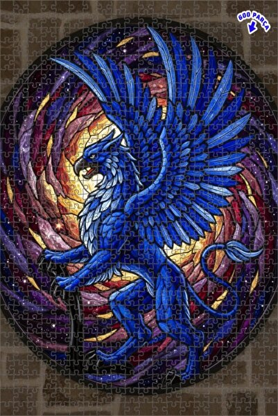 Teona Ahşap لغز خشبي مؤطر بطبقة مزدوجة من طباعة ميستيك بلو غريفين الفنية 600 ...