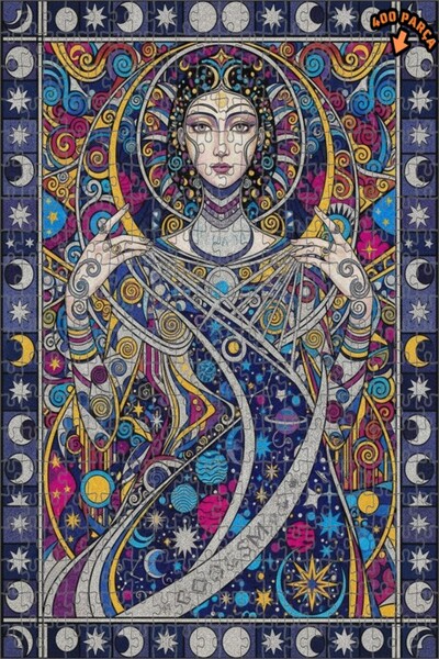 Teona Ahşap لغز فني بمظهر لوحة زيتية لامرأة كونية غامضة 400 قطعة 35×35