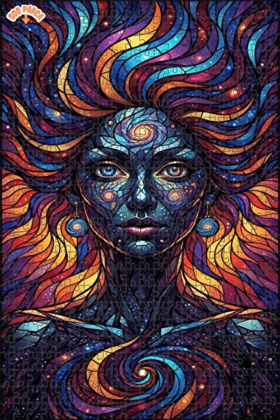 Teona Ahşap لغز خشبي بمظهر الزجاج الملون للنساء من كوزميك 500 قطعة 50x30