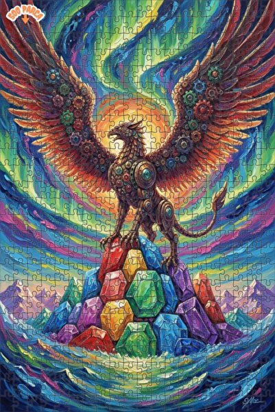 Teona Ahşap Mechanical Winged Crystal Dragon Oil Painting Look Wooden Puzzle ...