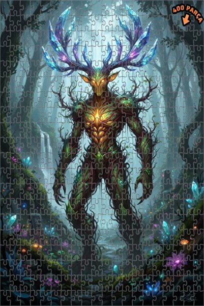 Teona Ahşap لغز فني بتصميم غابة ووحش ذو قرون كريستالية، مظهر لوحة زيتية، 400 ...